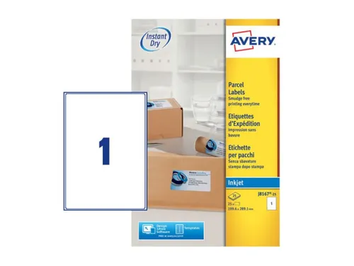 Etiket Avery J8167-25 199.6x289.1mm wit 25stuks