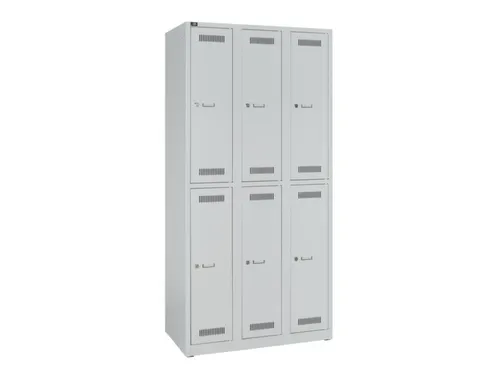 Dubbeldekse garderobekast,HxBxD 1850x900x500mm,3x2vak.,vak B 300mm