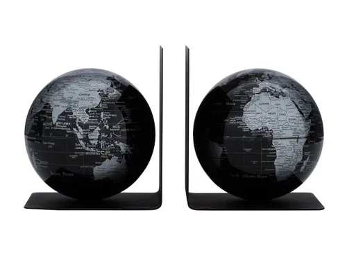 Boekensteun TROIKA met magnetische Wereldbol 13cm 2 stuks Zwart