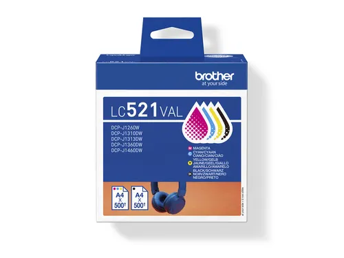 Brother LC-521 Inktcartridges Zwart + 3 Kleuren