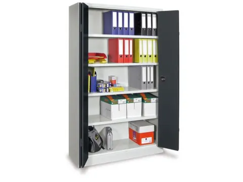 Ruime Vouwdeurkast 1950x1200x500mm 4legborden Ral7035 Front Ral7016