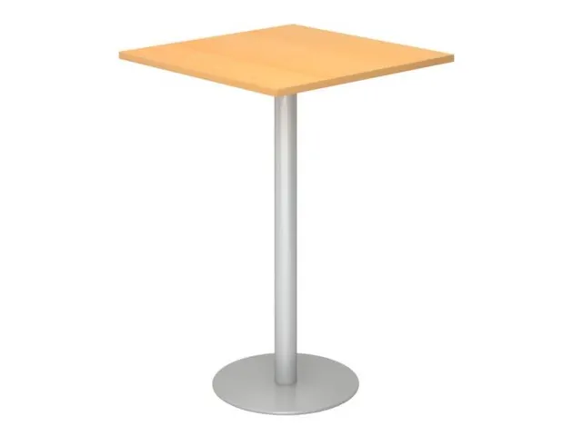table haute,HxlxP 1116x800x800mm,carré,pied à disque argent,tube ron