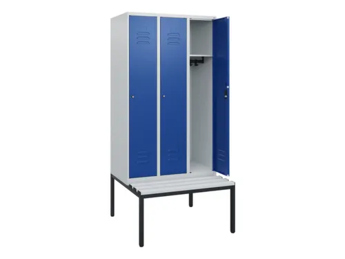 locker met bank,HxBxD 1950x900x815mm,3vak,vak B 300mm,cil.-slot