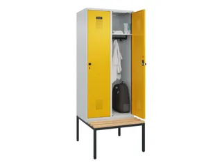 locker met bank,HxBxD 2120x800x815mm,2vak,vak B 400mm,draaigrendel - 1