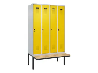 locker met bank,HxBxD 2120x1200x815mm,4vak,vak B 300mm,draaigrendel - 3