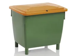 Zoutbak 210l 775x 790x 605mm Hdpe Groen Deksel Oranje