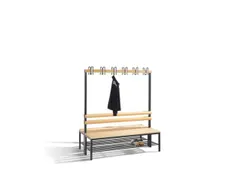 Omkleedbank 1500mm Houten Zitlatten Dubbel Hakenlijst Schoenenrek