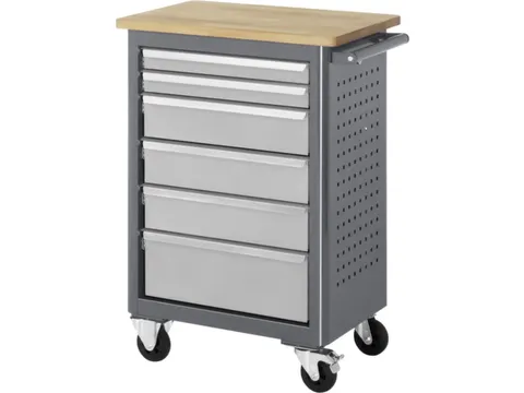 werkbank,HxBxD 950x675x450mm,beukblad,draagverm. 450kg,4-voet/4wielen