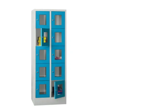 lockerkast,HxBxD 1850x600x500mm,2x5vakken,RAL7035,front RAL5012