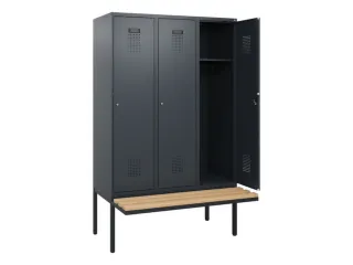 locker met bank,HxBxD 1950x1200x815mm,3vak,vak B 400mm,cilinderslot - 1