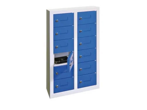 lockerkast,HxBxD 815x460x200mm,2x6vakken,RAL7035,front RAL5010