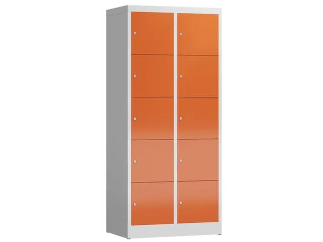 lockerkast,HxBxD 1800x800x500mm,2x5vakken,cil.-slot,romp RAL7035