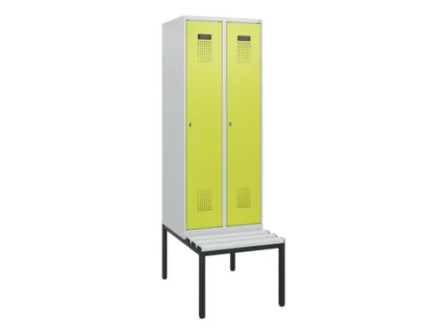 locker met bank,HxBxD 1950x600x815mm,2vak,vak B 300mm,cilinderslot