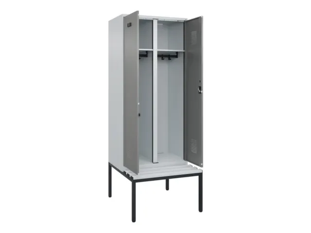 locker met bank,voor scheiding van kleding,HxBxD 2120x800x815mm,2vak