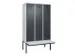 locker met bank,voor scheiding van kleding,HxBxD 2120x1200x815mm,3vak