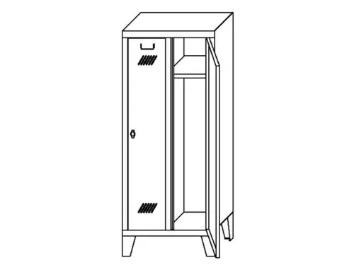 lockerkast v. kinderen,HxBxD 1300x530x300mm,2vak,RAL7035,front RAL5010