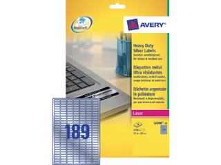 Inventaris etiketten Avery L6008-20 25.4x10mm Zilver 3780 stuks - 2