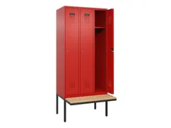 locker met bank,HxBxD 2120x900x815mm,3vak,vak B 300mm,cilinderslot