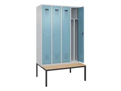 locker met bank,voor scheiding van kleding,HxBxD 2120x1200x815mm,4vak