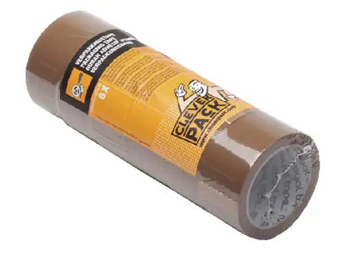 Verpakkingstape Cleverpack Pp 48mmx66m Bruin Pak 6 rollen