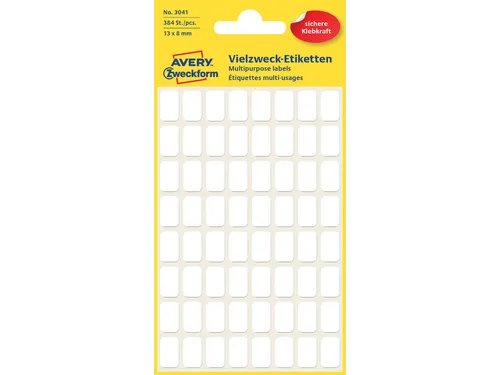 Etiket Avery Zweckform 3041 13x8mm wit 384 stuks
