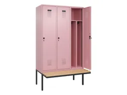 locker met bank,voor scheiding van kleding,HxBxD 2120x1200x815mm,3vak