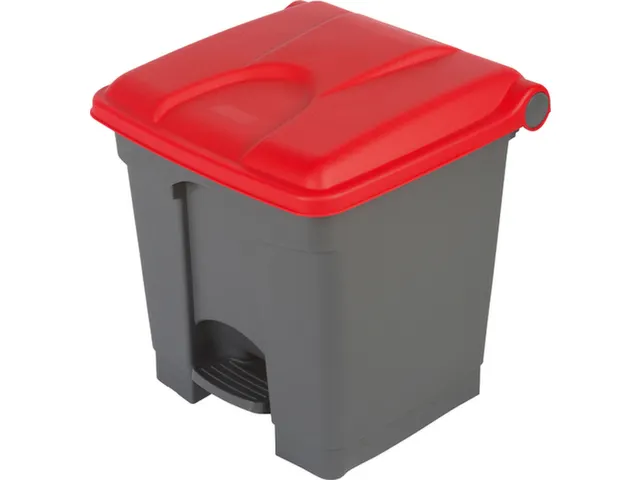 pedaalemmer,1x30l,HxBxD 435x398x410mm,romp PP grijs,deksel PP rood