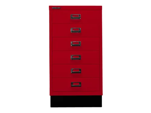kantoor-ladekast HxBxD 670x349x432mm 6 laden romp kardinaalrood staal