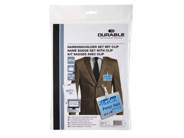 Badge Durable 8695 Set Congres Met Clip 60x90mm