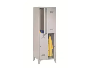 dubbeldekse locker,HxBxD 1850x600x500mm,2x2vak.,RAL7035,front RAL6011 - 1