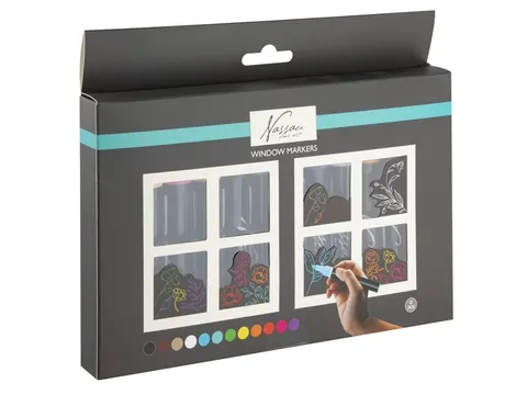 Craies et marqueurs pour vitres Nassau set 12 couleurs