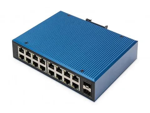 16 Port Gigabit Ethernet Netzwerk Switch Industrial Unmanaged, 2 SFP U