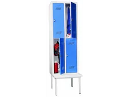 Garderobekast 2150x630x800mm 2x2 Vakken Zitbank Ral7035 Front Ral5012