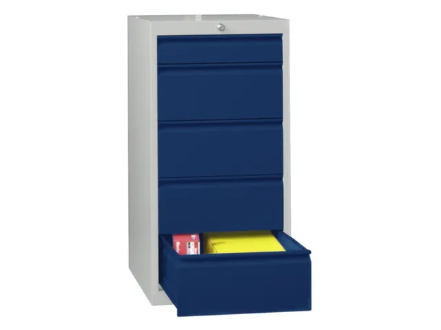 ladekast 1000x500x600mm 5laden cilinderslot RAL7035 front RAL5010