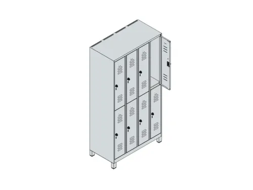 dubbeldekse locker,HxBxD 1950x1000x500mm,4x2vak.,vak B 250mm