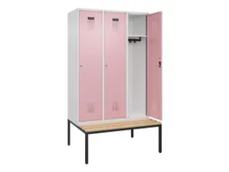 locker met bank,HxBxD 2120x1200x815mm,3vak,vak B 400mm,cilinderslot