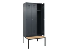 locker met bank,HxBxD 2120x900x815mm,3vak,vak B 300mm,cilinderslot