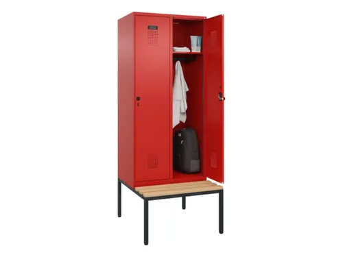 locker met bank,HxBxD 2120x800x815mm,2vak,vak B 400mm,draaigrendel
