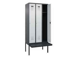 locker met bank,HxBxD 2120x900x815mm,3vak,vak B 300mm,cilinderslot - 1