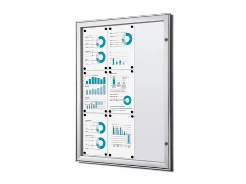 Vergrendelbaar Muurvitrine Indoor/Outdoor Brandwerend 9xA4 Zilver