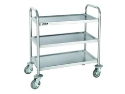 Serveerwagen Vogue RVS met 3 plateaus 128kg 82.5x71cm