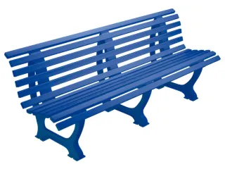 Kunststofbank 800x2000x420mm Zit H 410mm 12 Latten 3 Pootstellen Blauw - 2