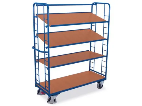 Bijzetwagen 400kg 1570x637mm 4 Etages Incl. Bodemplaat Hout