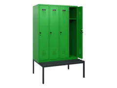 locker met bank,HxBxD 1950x1200x815mm,4vak,vak B 300mm,draaigrendel