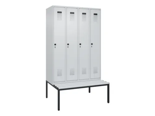 locker met bank,voor scheiding van kleding,HxBxD 2120x1200x815mm,4vak