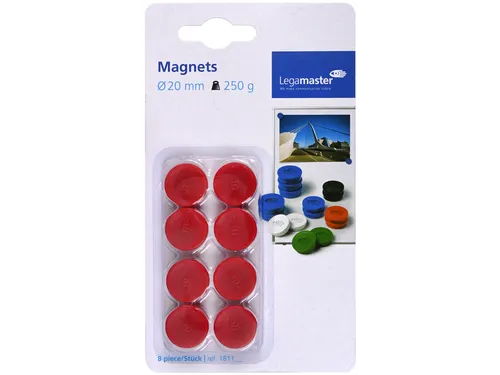 Magneet Legamaster 20mm 250gr rood 8 stuks
