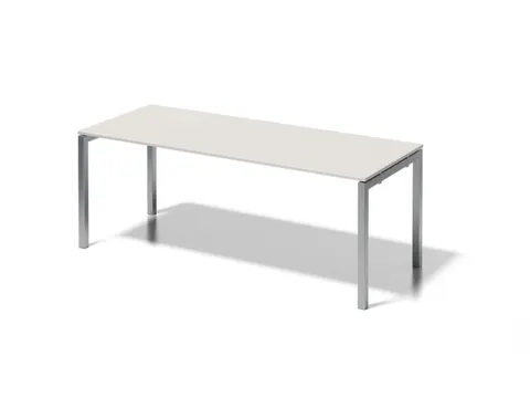 bureau HxBxD 740x2000x800mm blad grijswit 4-voeten zilverkleurig