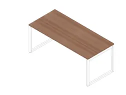 bureau,HxBxD 730x1800x800mm,blad canaletto-hout,sledeframe wit