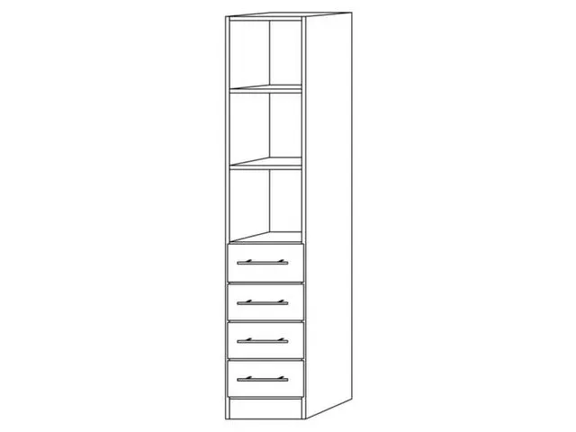 combikast,HxBxD 2004x406x420mm,3ordnerhoogte stelling,4lade(n)
