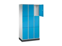 lockerkast,RAL 7035/RAL 5012,HxBxD 1950x920x500mm,3x3vakken,cil.-slot